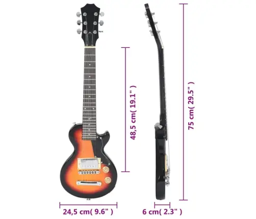 Elektriskā Ģitāra Bērniem Ar Brūni Melnu Somu, 3/4 30