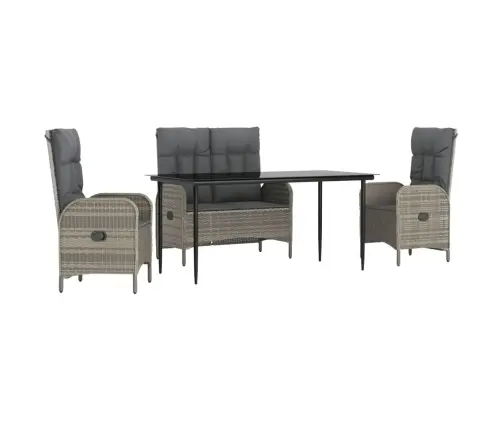 4-Daļīgs Dārza Mēbeļu Komplekts, Pelēka Pe Rotangpalma Vidaxl