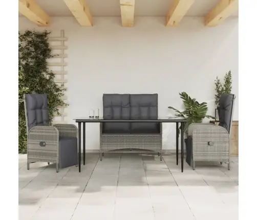 4-Osaline Aiamööbli Komplekt Patjadega, Hall, Polürotang