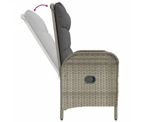 2-Osaline Aiamööbli Komplekt Patjadega, Hall, Polürotang