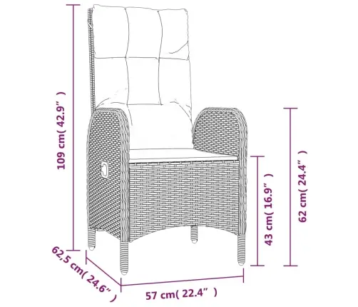 4-Daļīgs Dārza Mēbeļu Komplekts, Pelēka Pe Rotangpalma Vidaxl