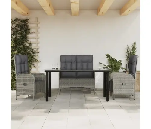 4-Daļīgs Dārza Mēbeļu Komplekts, Pelēka Pe Rotangpalma Vidaxl