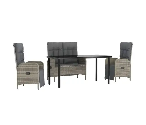 4-Daļīgs Dārza Mēbeļu Komplekts, Pelēka Pe Rotangpalma Vidaxl