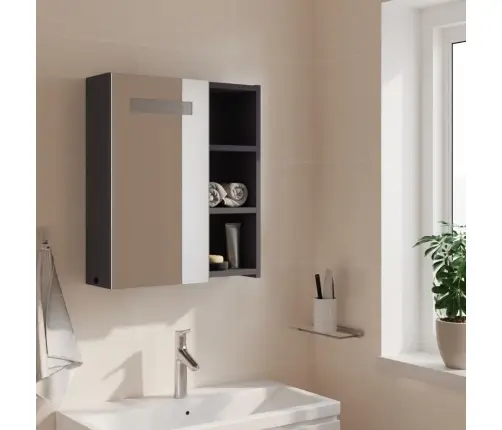 Vannasistabas Spoguļskapītis Ar Led, 45X13X52 Cm, Gaiši Pelēks Vidaxl