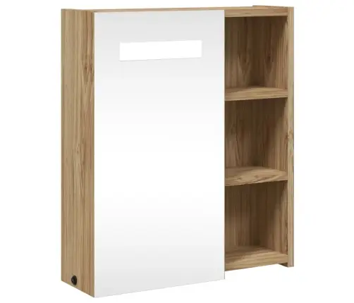 Veidrodinė Vonios Kambario Spintelė Su Led, Ąžuolo, 45X13X52Cm