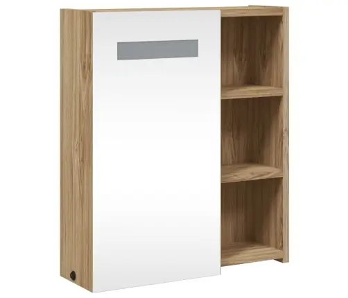 Veidrodinė Vonios Kambario Spintelė Su Led, Ąžuolo, 45X13X52Cm