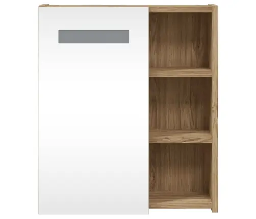 Veidrodinė Vonios Kambario Spintelė Su Led, Ąžuolo, 45X13X52Cm