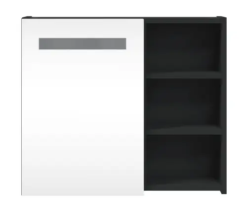 Vannasistabas Spoguļskapītis Ar Led, 60X13X52 Cm, Melns Vidaxl