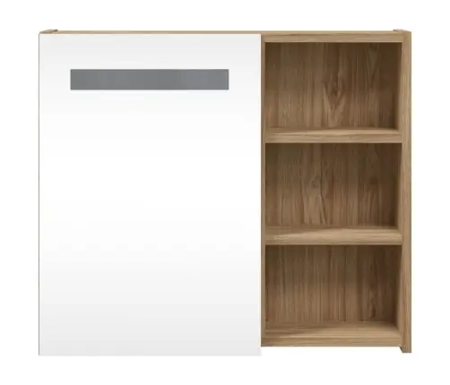 Veidrodinė Vonios Kambario Spintelė Su Led, Ąžuolo, 60X13X52Cm