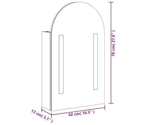 Veidrodinė Vonios Kambario Spintelė Su Led, Pilka, 42X13X70Cm