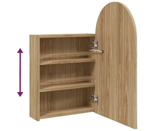 Veidrodinė Vonios Kambario Spintelė Su Led, Ąžuolo, 42X13X70Cm