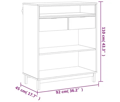 Sahtlitega Kapp "Flam" 92X45X110 cm Männipuit