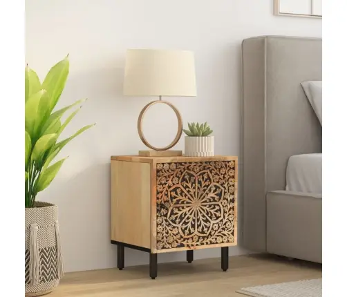 Naktinė Spintelė, 40X33X46cm Mango Medienos Masyvas Naktinė Spintelė, 40X33X46cm Mango Medienos Masyvas