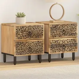 Naktsskapīši, 2 Gab., 40X33X46 Cm, Mango Masīvkoks   Vidaxl Naktsskapīši, 2 Gab., 40X33X46 Cm, Mango Masīvkoks   Vidaxl