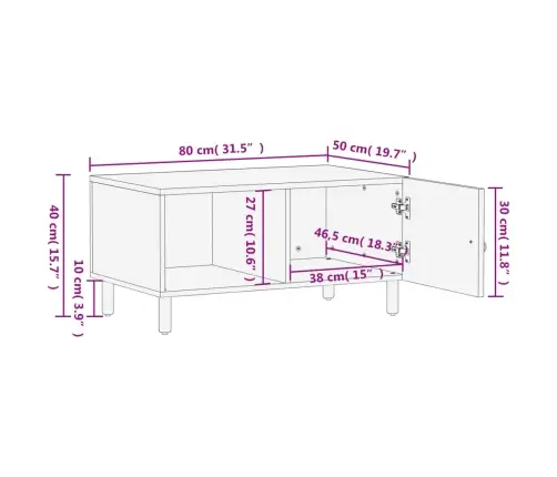 Kohvilaud, 80 X 50 X 40 cm Mangopuit