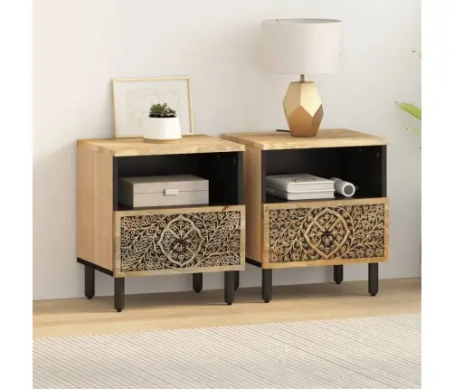 Naktsskapīši, 2 Gab., 40X33X46 Cm, Mango Masīvkoks Vidaxl