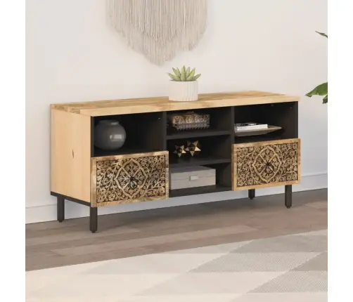 Televizoriaus Spintelė, 100X33X46cm Mango Medienos Masyvas