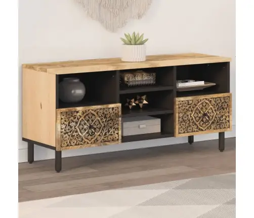 Televizoriaus Spintelė, 100X33X46cm Mango Medienos Masyvas