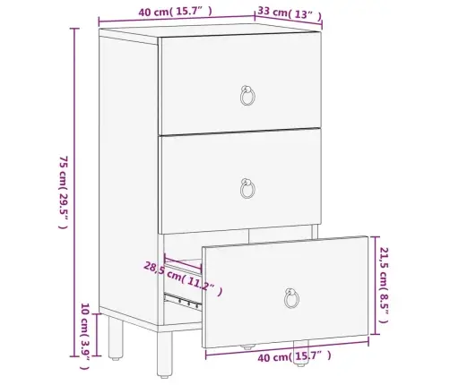 Skapītis, 40X33X75 Cm, Mango Masīvkoks Vidaxl
