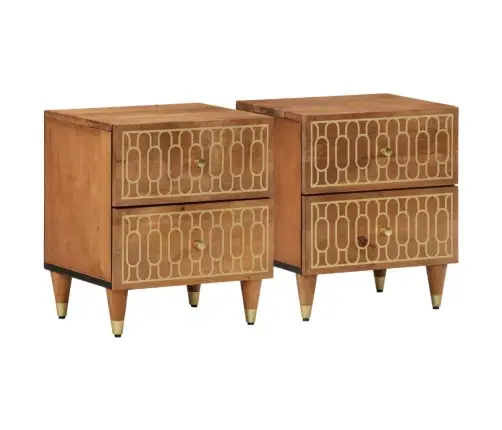 Naktinės Spintelės, 2Vnt., 40X33X46cm Mango Medienos Masyvas