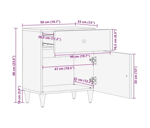 Öökapp, 50X33X60 cm Mangopuit