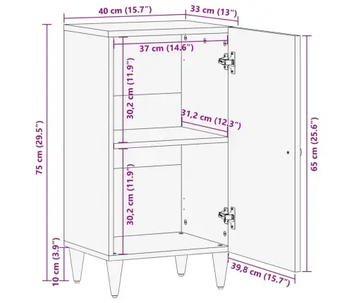 Skapītis, 40X33X75 Cm, Mango Masīvkoks Vidaxl