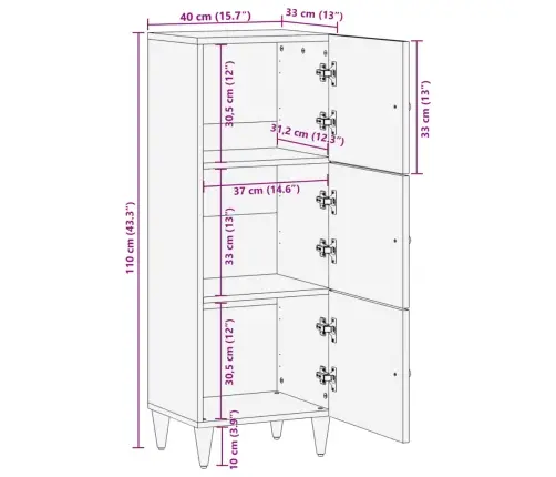 Kõrge Kapp, 40X33X110 cm Mangopuit