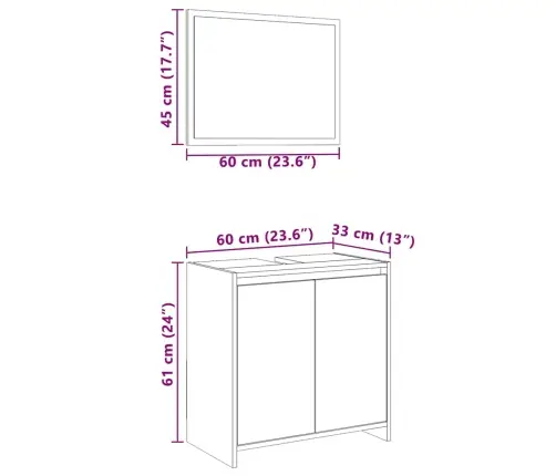 2-Daļīgs Vannasistabas Mēbeļu Komplekts, Inženierijas Koks Vidaxl