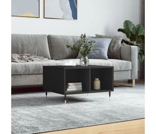 Kafijas Galdiņš, Melns, 60X50X36,5 Cm, Inženierijas Koks Vidaxl