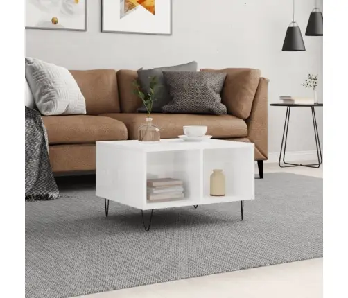 Kafijas Galdiņš, Spīdīgi Balts, 60X50X36,5, Inženierijas Koks Vidaxl