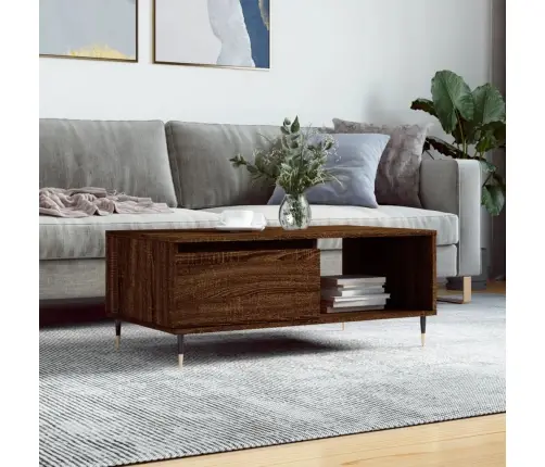 Kafijas Galdiņš, Brūna Ozolkoka, 90X50X36,5 Cm Vidaxl Kafijas Galdiņš, Brūna Ozolkoka, 90X50X36,5 Cm Vidaxl