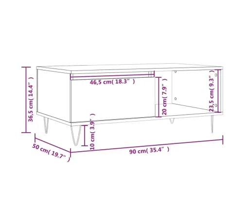 Kohvilaud, Betoonhall, 90X50X36,5 cm Tehispuit Kohvilaud, Betoonhall, 90X50X36,5 cm Tehispuit