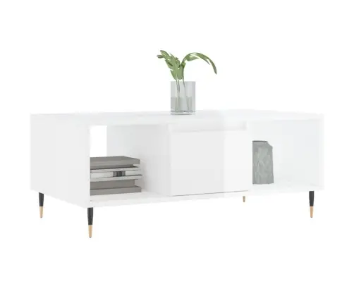 Kafijas Galdiņš, Spīdīgi Balts, 90X50X36,5Cm, Inženierijas Koks Vidaxl