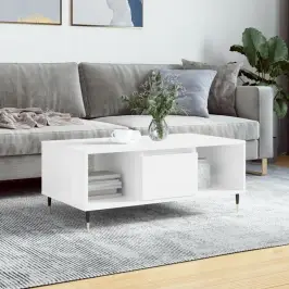 Kohvilaud, Kõrgläikega Valge, 90X50X36,5 cm Tehispuit