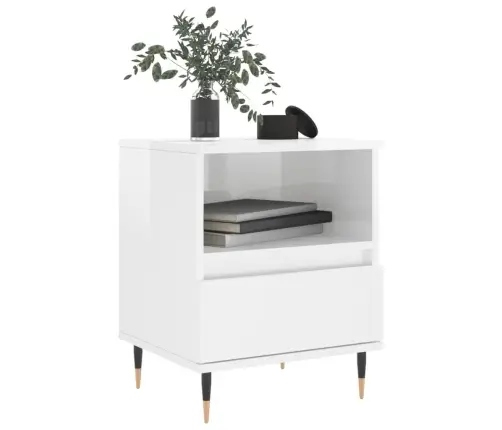 Naktsskapīši, 2 Gab. Spīdīgi Balti 40X35X50Cm Inženierijas Koks Vidaxl