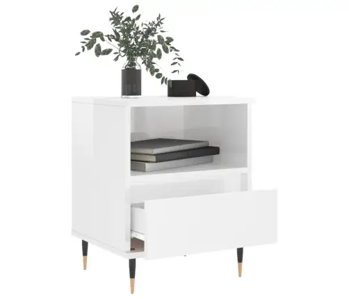 Naktsskapīši, 2 Gab. Spīdīgi Balti 40X35X50Cm Inženierijas Koks Vidaxl