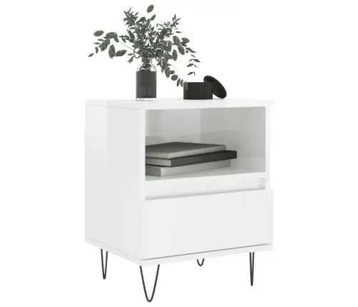 Naktsskapīši, 2 Gab. Spīdīgi Balti 40X35X50Cm Inženierijas Koks Vidaxl