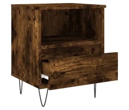 Naktinė Spintelė, Dūminio Ąžuolo, 40X35X50cm Apdirbta Mediena