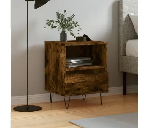 Naktinė Spintelė, Dūminio Ąžuolo, 40X35X50cm Apdirbta Mediena