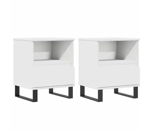 Naktinės Spintelės, 2Vnt., Baltos, 40X35X50cm Apdirbta Mediena