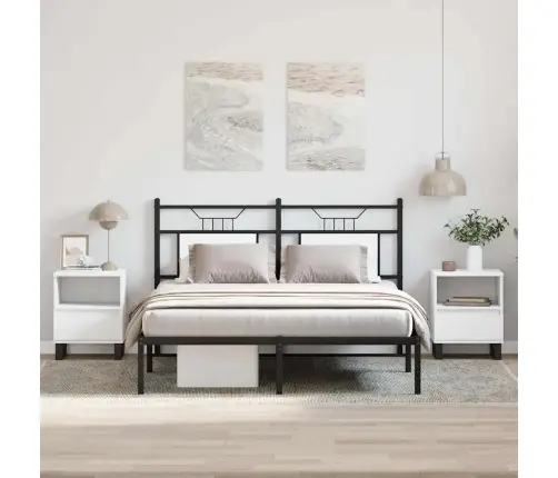 Naktinės Spintelės, 2Vnt., Baltos, 40X35X50cm Apdirbta Mediena