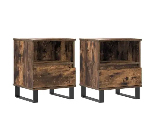 Naktinės Spintelės, 2Vnt., Dūminio Ąžuolo, 40X35X50cm Mediena