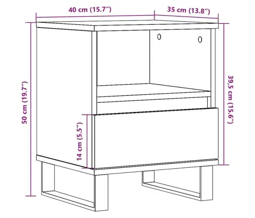 Naktinės Spintelės, 2Vnt., Pilkos Ąžuolo, 40X35X50cm Mediena