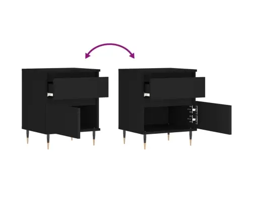 Öökapid 2 Tk, Must, 40 X 35 X 50 cm Tehispuit