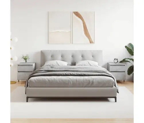 Naktinės Spintelės, 2Vnt., Betono Pilkos, 40X35X50cm Mediena