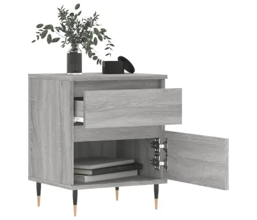 Naktinė Spintelė, Pilka Ąžuolo, 40X35X50cm Apdirbta Mediena