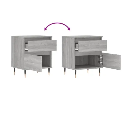 Naktinė Spintelė, Pilka Ąžuolo, 40X35X50cm Apdirbta Mediena