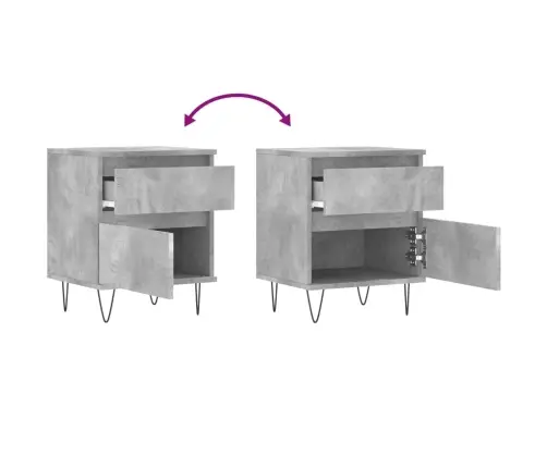 Naktsskapītis, Betona Pelēks, 40X35X50 Cm, Inženierijas Koks Vidaxl