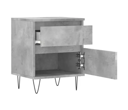 Naktinės Spintelės, 2Vnt., Betono Pilkos, 40X35X50cm Mediena Naktinės Spintelės, 2Vnt., Betono Pilkos, 40X35X50cm Mediena