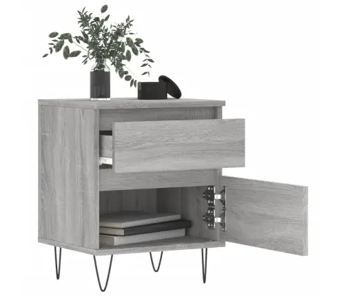 Naktsskapītis, Pelēka Ozolkoka, 40X35X50 Cm, Inženierijas Koks Vidaxl